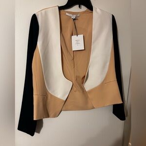 Diane Von Furstenberg Tan, Black, and White Blazer
